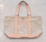 Personalized Canvas Boat Tote Bag with Zipper: Embroidered Canvas Beach Zip Top Tote
