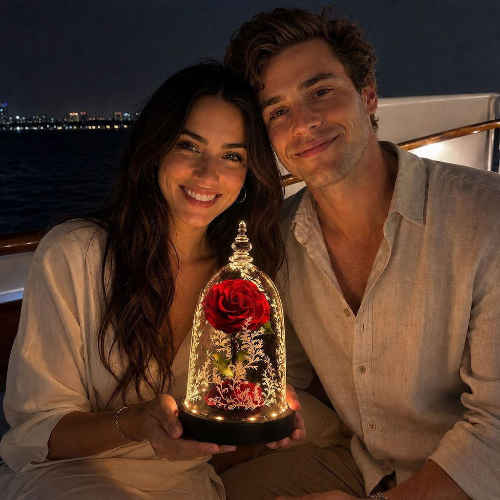 Enchant Her Forever - Beauty and the Beast Forever Rose in Glass Dome