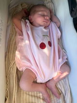 Cherries T-Shirt Romper - Baby Pink