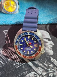 SKX007/SRPD Lumed Sapphire Bezel Insert: GMT Style Pepsi