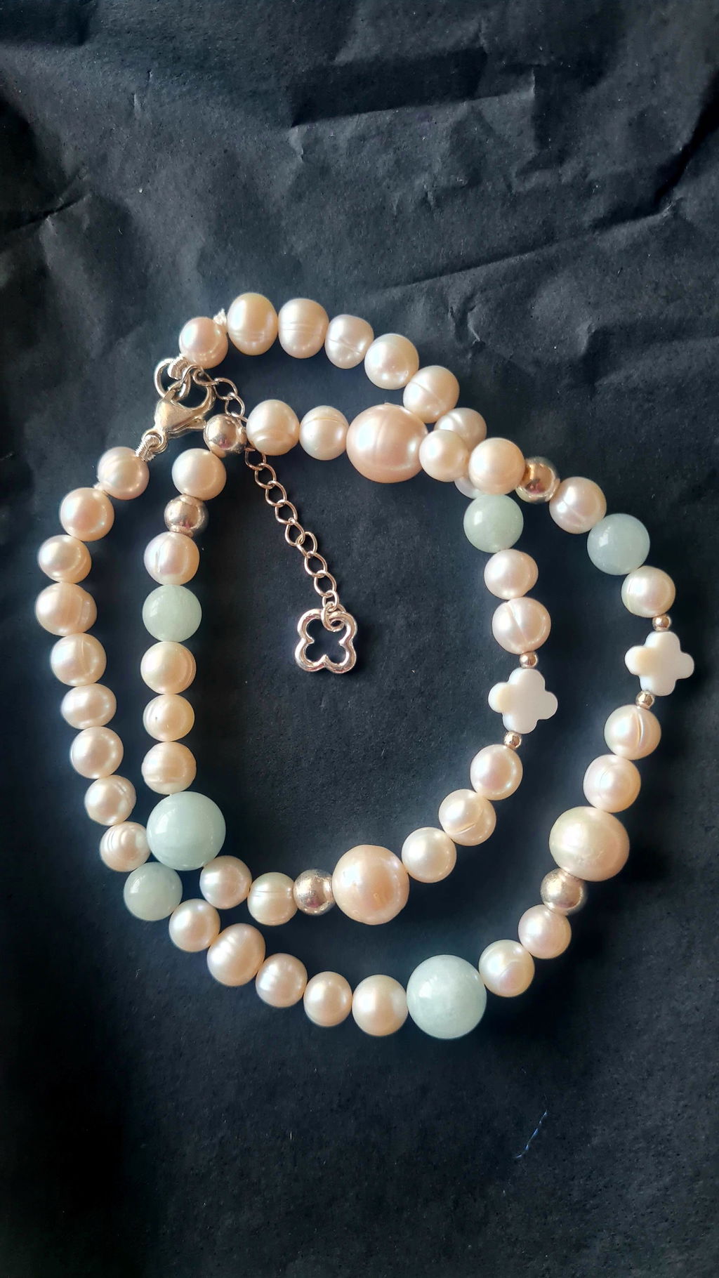 Collier Bleu du Prince Perles d'eau douce et Aigue Marine