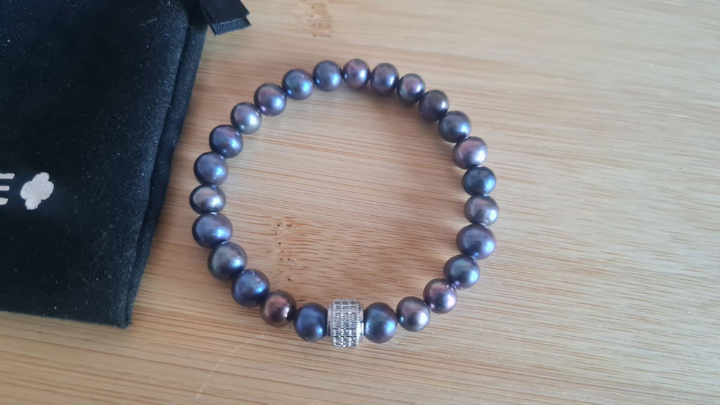 Bracelet Swann Perles d'eau douces Noires Or Jaune