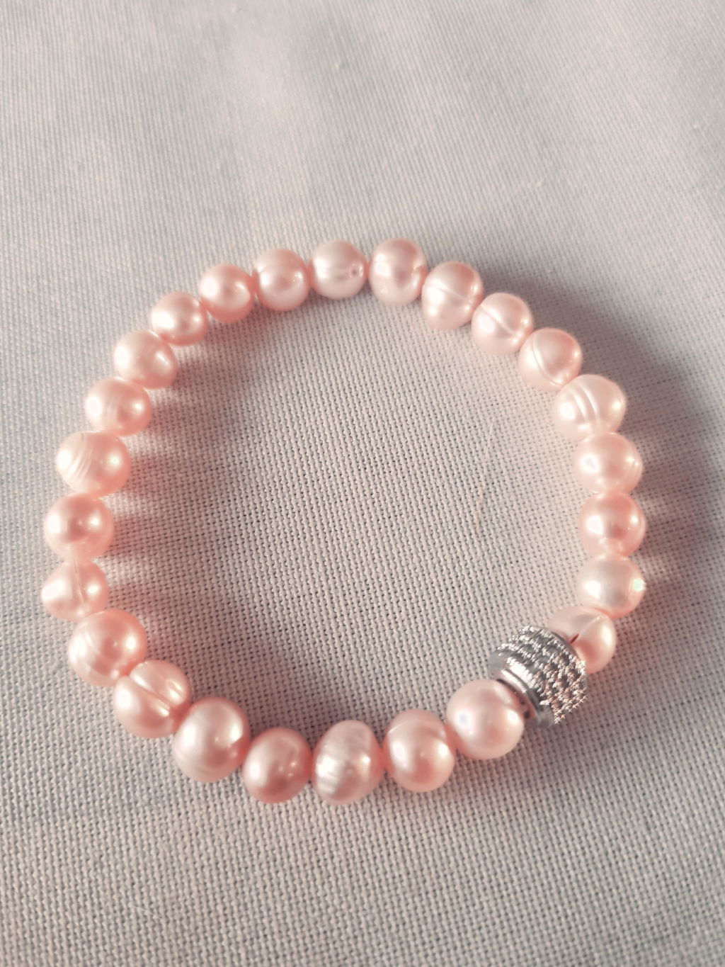 Bracelet Perles d'eau douce Roses et Or Blanc