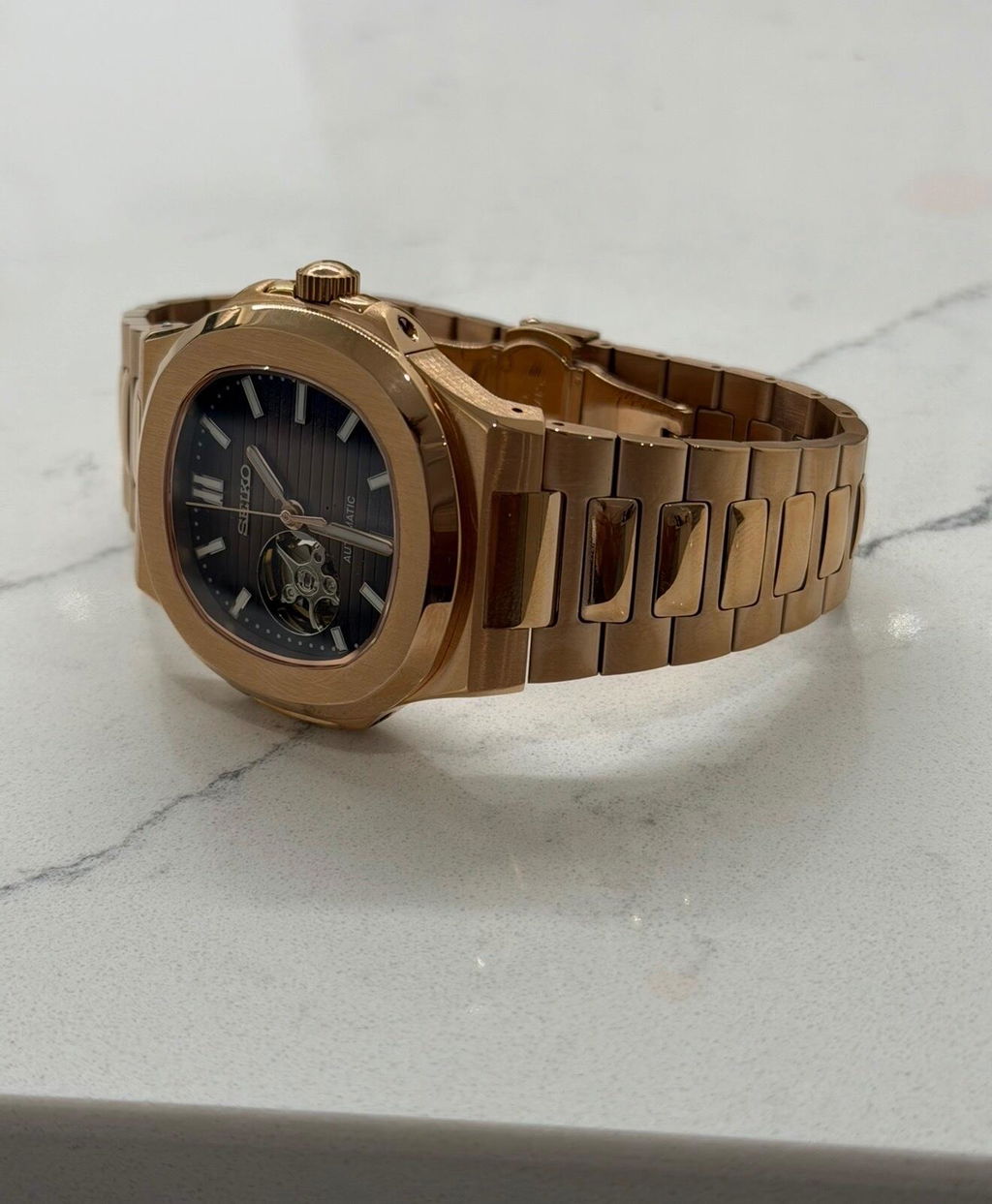 Seiko Nautilus Open Heart Homage – Rose Gold, NH38 Automatic, 40mm