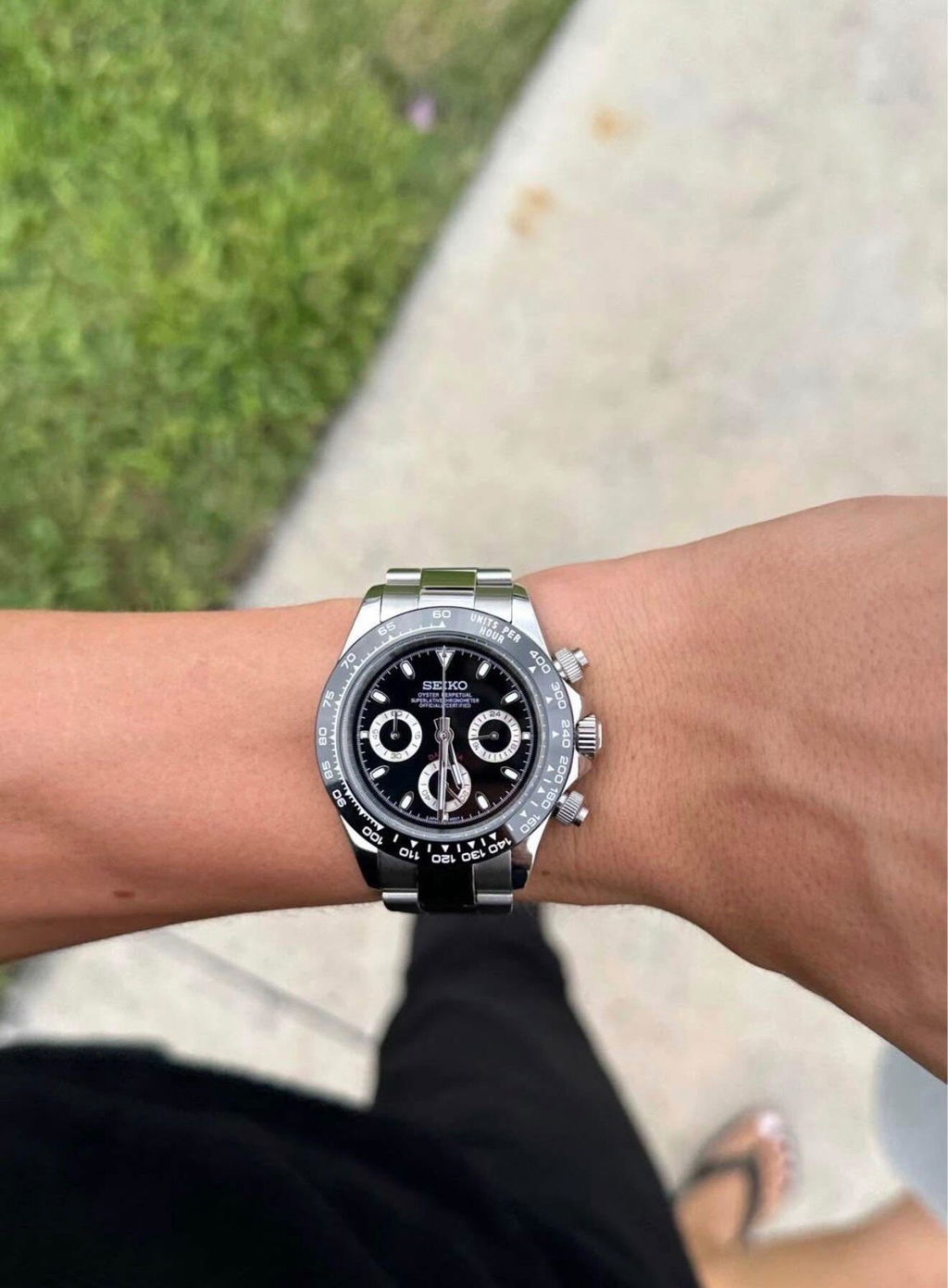 京極 Seiko Daytona Godzilla Homage Chronograph – VK63, Steel Black Dial