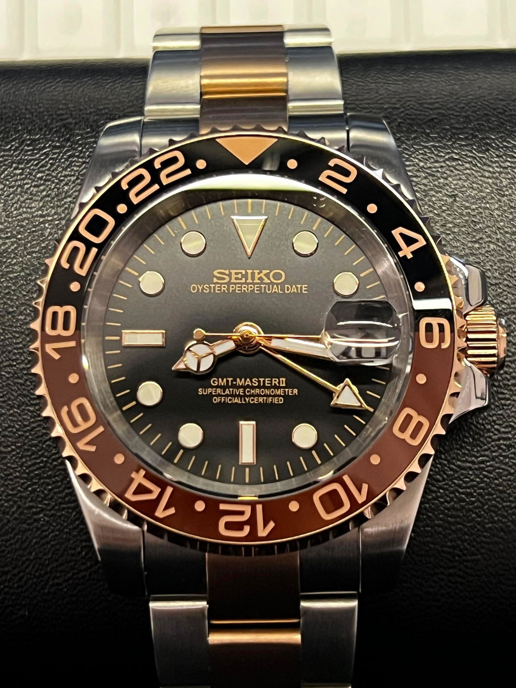 Seiko GMT-Master Rootbeer Homage Watch – NH34 GMT, Two-Tone, 40mm