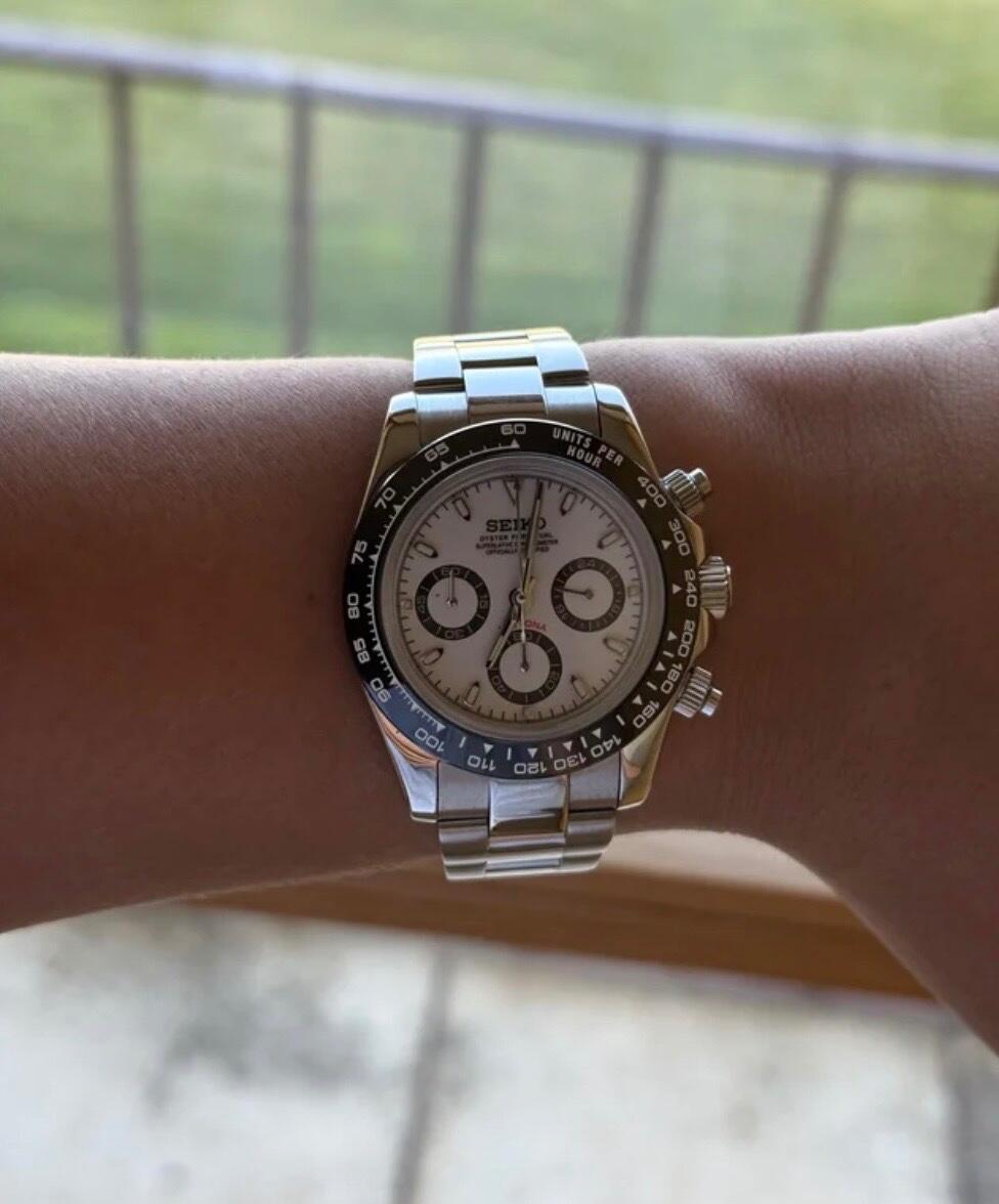 Seiko Nautilus White Chronograph Homage – VK64, 40mm | NH35 Mod
