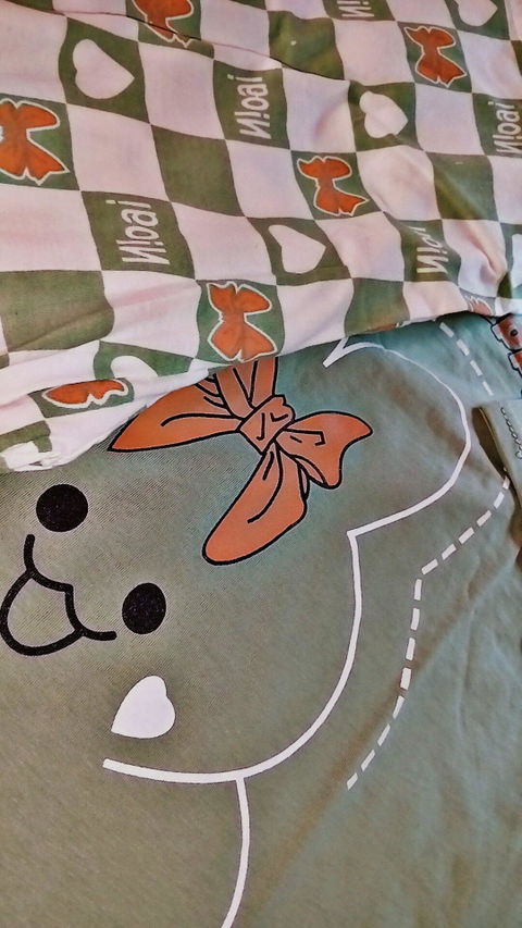 Olive Green Printed Night Suit