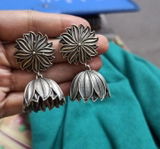 Flower Petals shaped Oxidised Jhumka