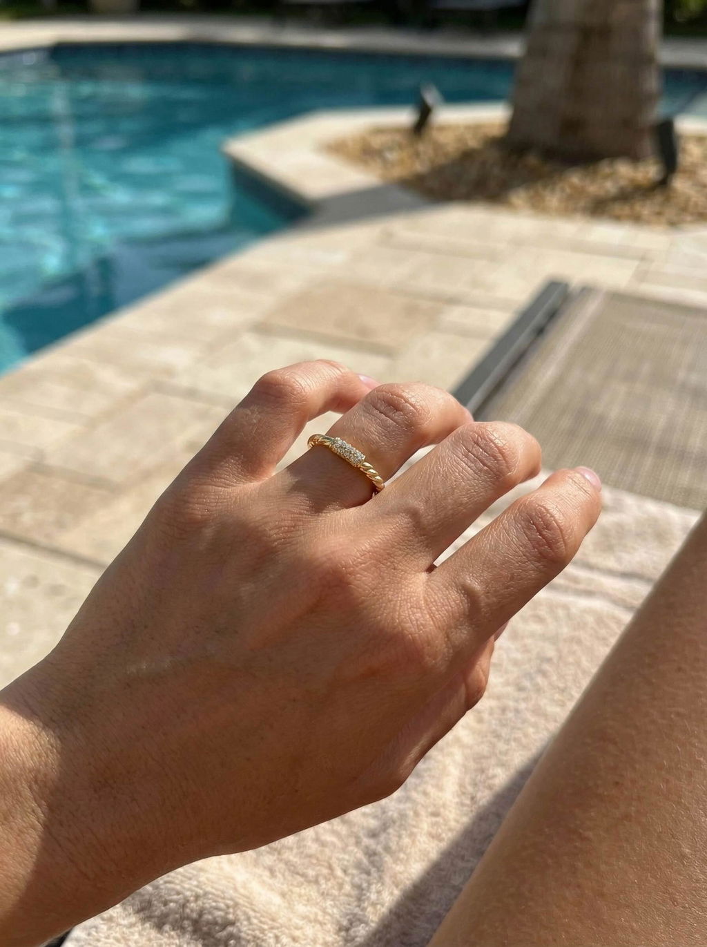 Twisted Diamond Promise Ring in Gold