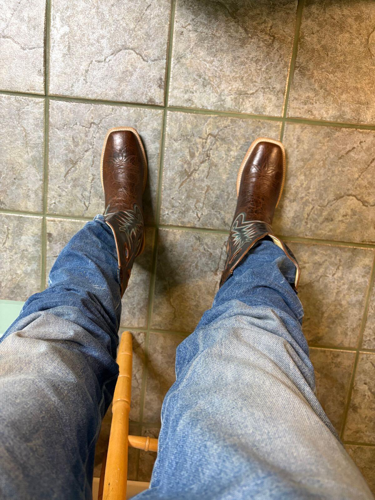 Hyer Boots Men`s Walton Brown Clay Cowhide 13In Slate Grey Goat