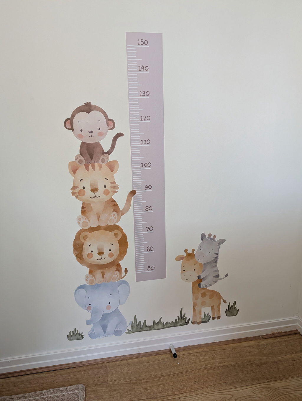 Safari Friends Height Chart Nursery Wall Sticker (Updated)