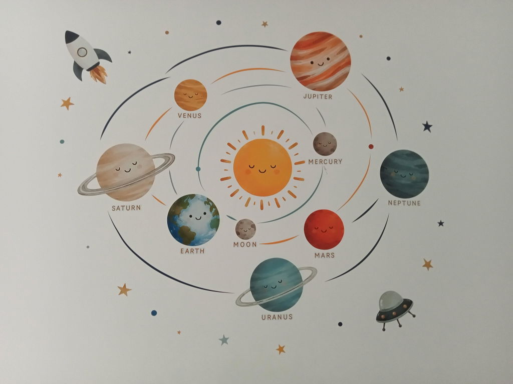 Watercolour Solar System Nursery Wall Stickers