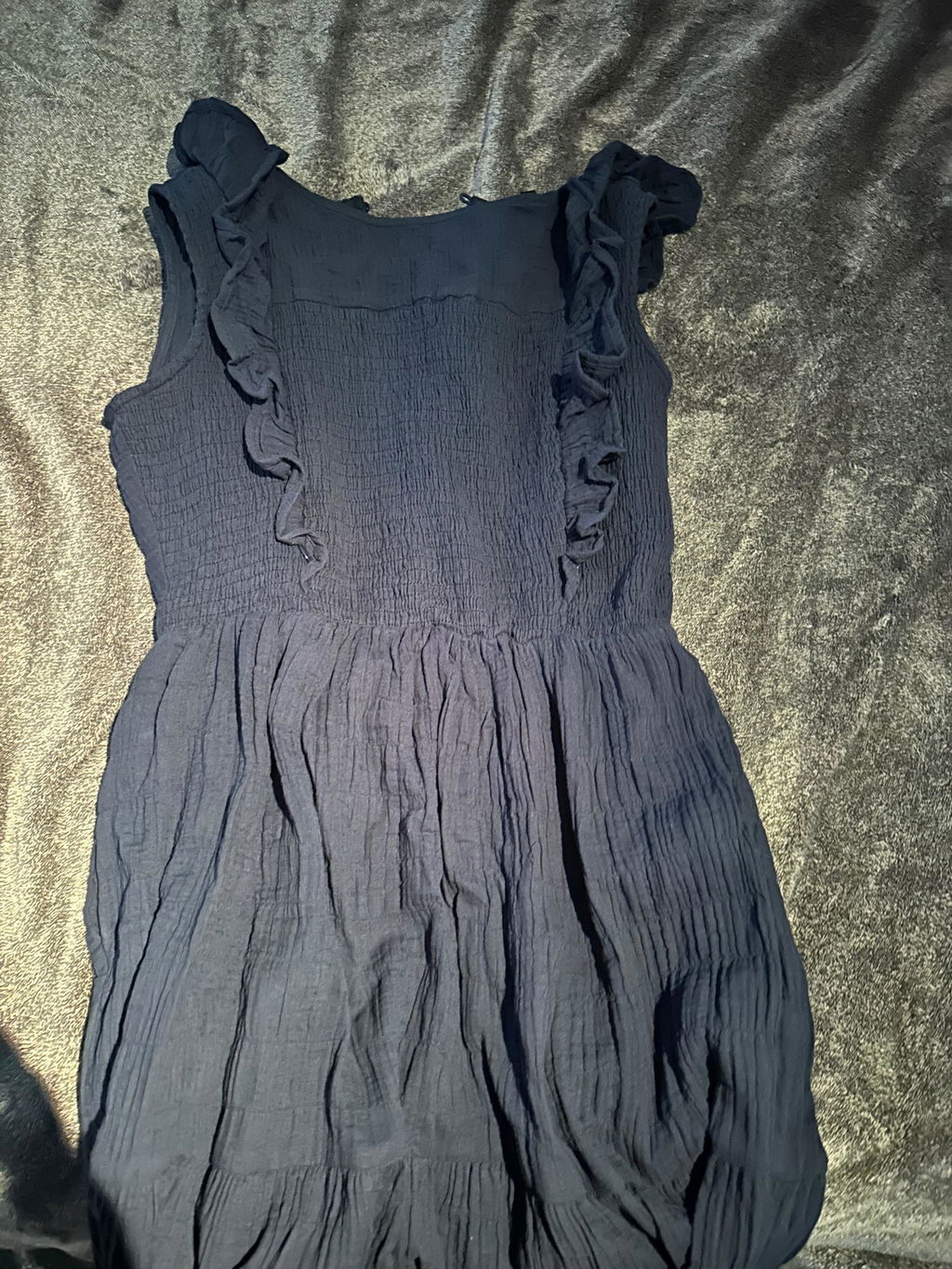 Cotton Nursing Dress - Smocked Navy