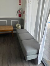 Waiting Room Bench Seating Long Bench with Metal Frame Leg-Gray