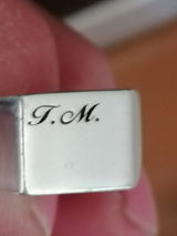 Script Initials Personalised Square Silver Signet Ring