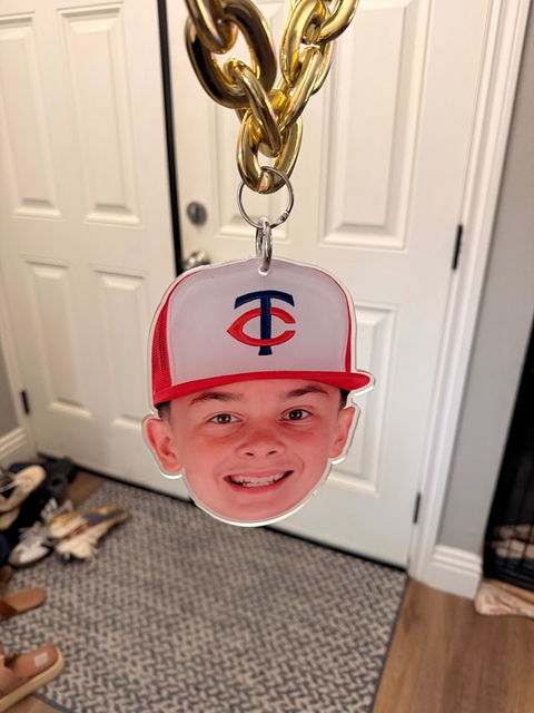 Custom Acrylic Cooperstown Face Charm | Personalized Baseball Photo Charm ONLY