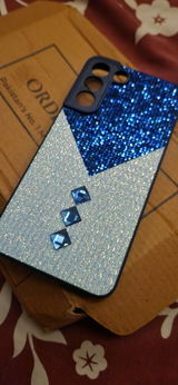 Samsung Galaxy S22 Plus 5G Cover - Blue - Luxury 3D Woven Pattern Shiny Soft Case With Camera Protection