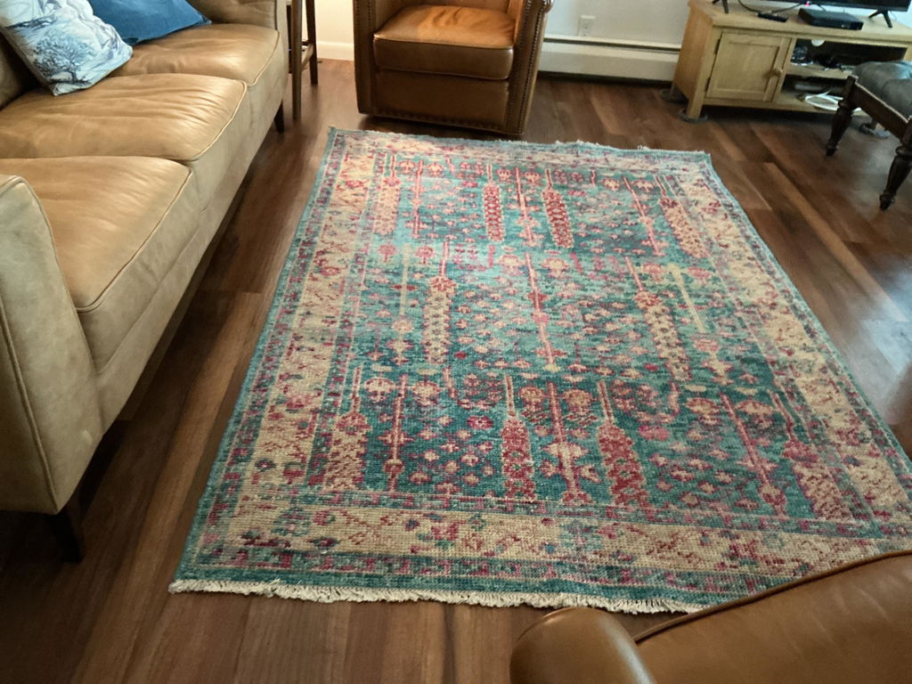 Multi Size Turquoise, Light Gold Hand Knotted Arts & Crafts 100% Wool Turkish Oushak Traditional Oriental Area Rug