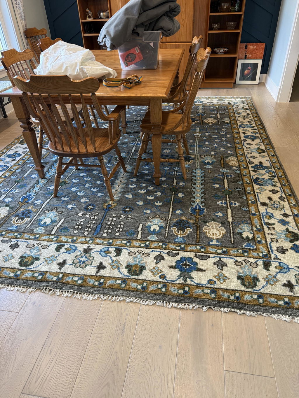 9'3''x12 Hand Knotted Wool Gray,Blue Oushak Transitional Rug