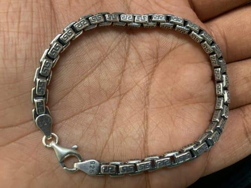 Greek Key Box Silver Bracelet for Men