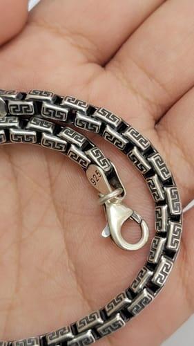 Greek Key Box Silver Bracelet for Men
