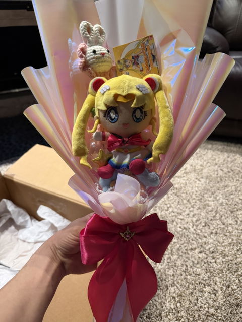 Magical Girl Moon Princess Bender of Time and Space Anime Crochet Flowers Plushie Bouquet