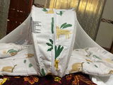 Printed Cotton Baby Mosquito Net with Head Shaper Pillow – White Forest