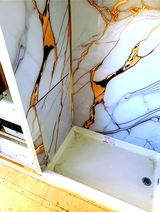 Panneau Mural UV en PVC effet marbre, Toile doré , 4x8 pied 3mm | Panore