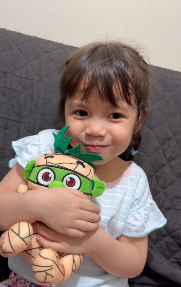 Rhian with her Baby Mummy plush