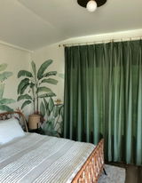 Leaf Green Luxury Matte Velvet Curtains, Custom Made Rod Pocket Window Curtains, Vintage Style Living Room Window Treatment