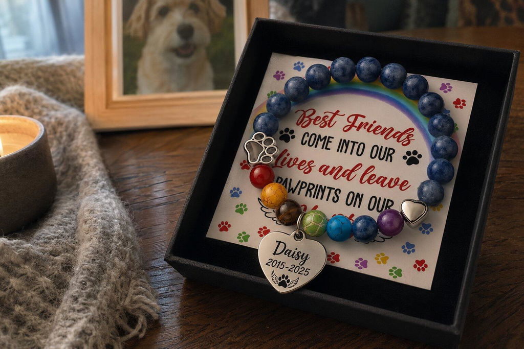 Come Into Our Lives And Leave Pawprints - Personalized Custom Rainbow Bridge Bracelet