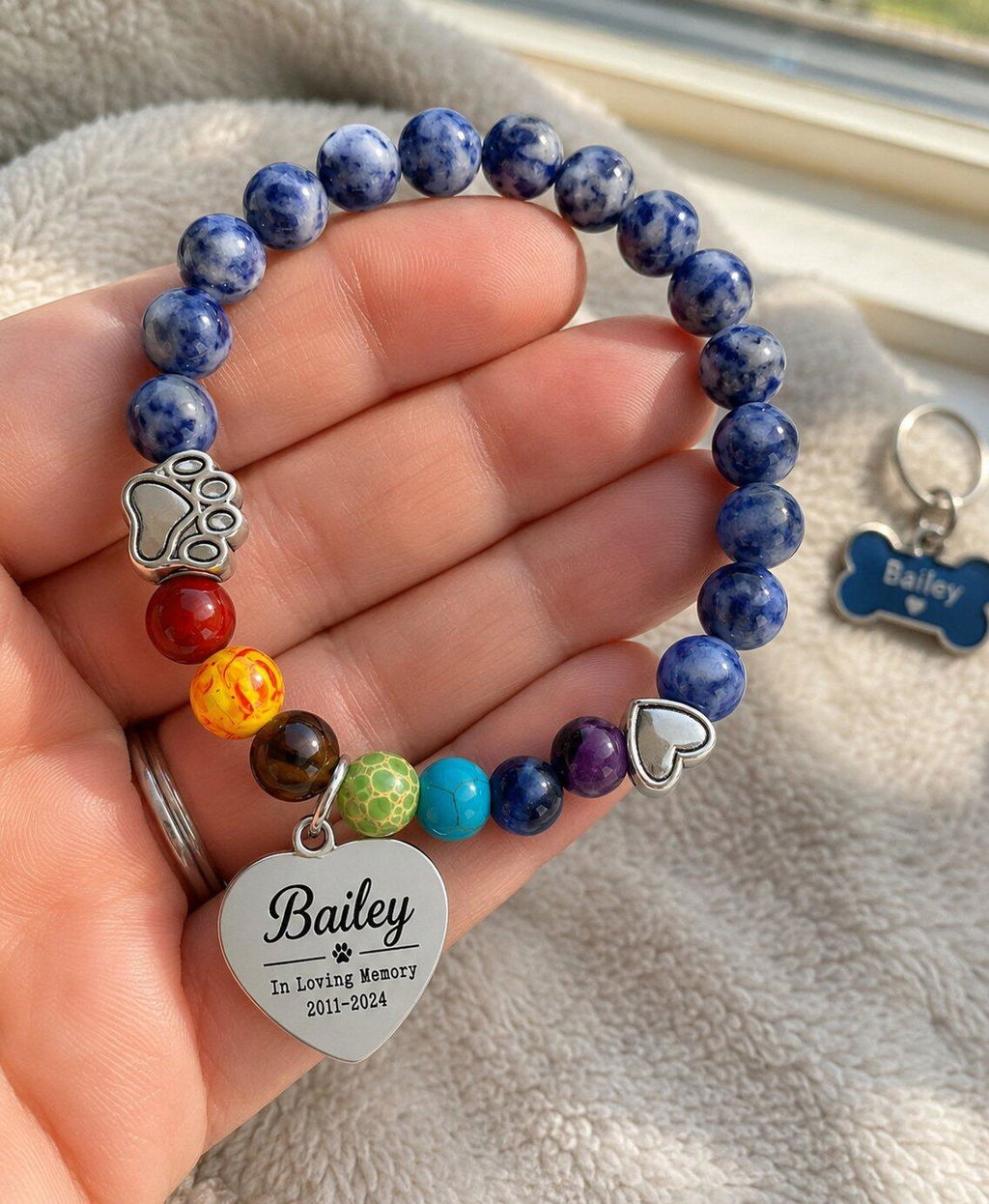In Loving Memory - Personalized Custom Rainbow Bridge Bracelet