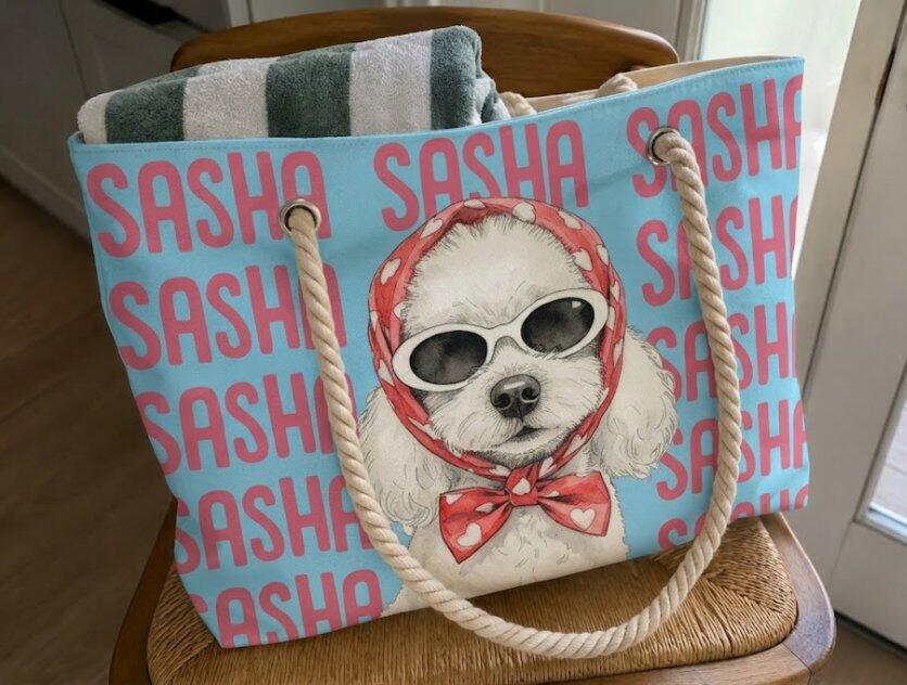Dog Lover Watercolor - Personalized Custom Beach Bag