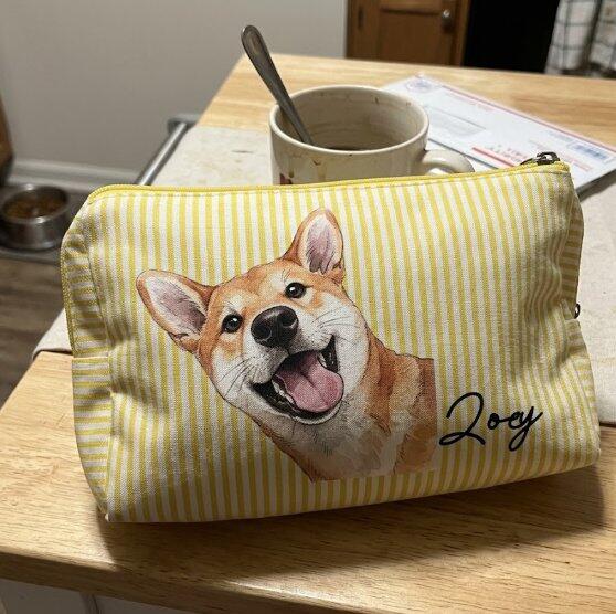 Charming Dogs - Personalized Custom Seersucker Print Makeup Bag