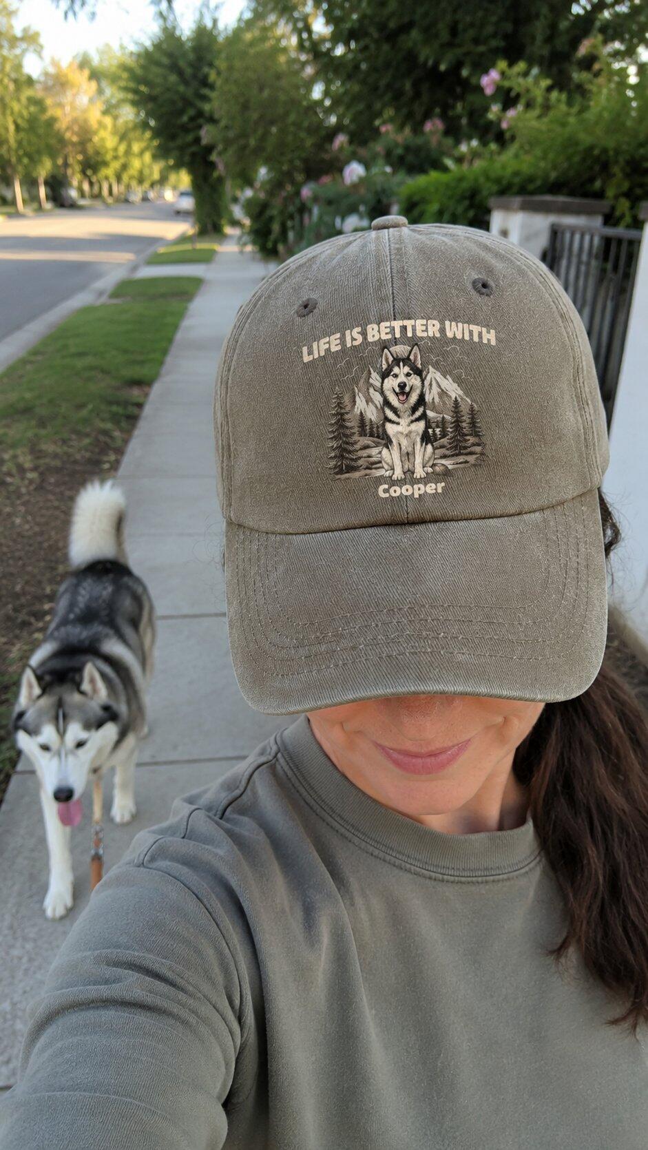 Mountain Trips With Dogs - Personalized Custom Vintage Washed Denim Cap