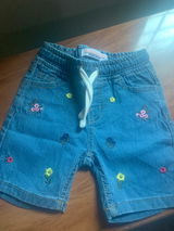 Floral Embroidered Drawstring Denim Shorts (PW1099)