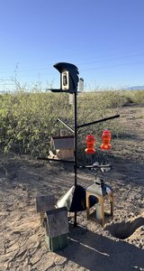 PerchMe Heavy-Duty Deluxe 92‘’ Bird Feeder Pole Station with Squirrel Baffle, 360° Rotating Crossbars & Hooks,Customizable Height