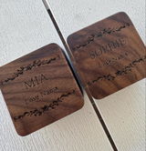 Personalised Wooden Ring Box – Dual Ring Slots with Soft White or Black Cushion