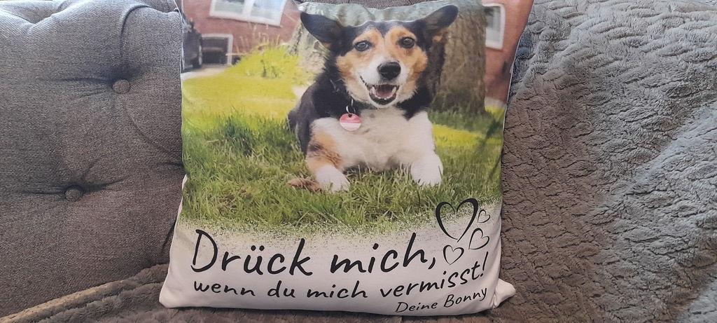 Drück mich, wenn du mich vermisst- individuelles Premium Fotokissen