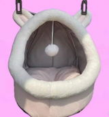 【PetoPop】極上の眠りを。2WAYドーム型キャットベッド（猫ちぐら）｜洗える・半個室・ふわふわクッション付き
