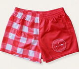 Red Gingham Footy Shorts