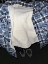 Sherpa Lined Flannel Jacket - Blue/Brown/White