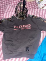 Kids Real Camo Hoodie - Charcoal/Pink