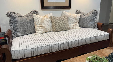 Claire H. - Custom Rectangular Cushion in Revolution Fabrics - Avant Garde - Color: Linen Grey - Self-Welt