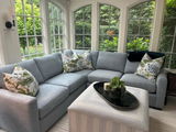 Thibaut Hill Garden Linen Pillow in Spa Blue.