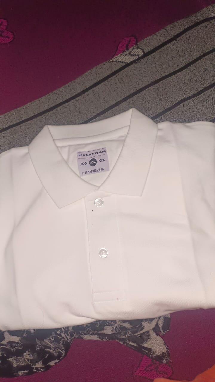 Pure Cotton Polo Plain T Shirts (White) Without Pocket