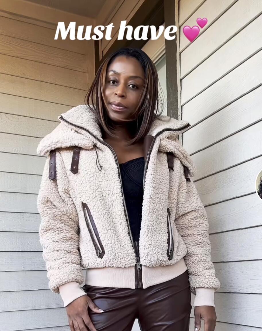 The Kinsley Bomber Jacket in Faux Sherpa - Teddy Bear Brown – POPFLEX®