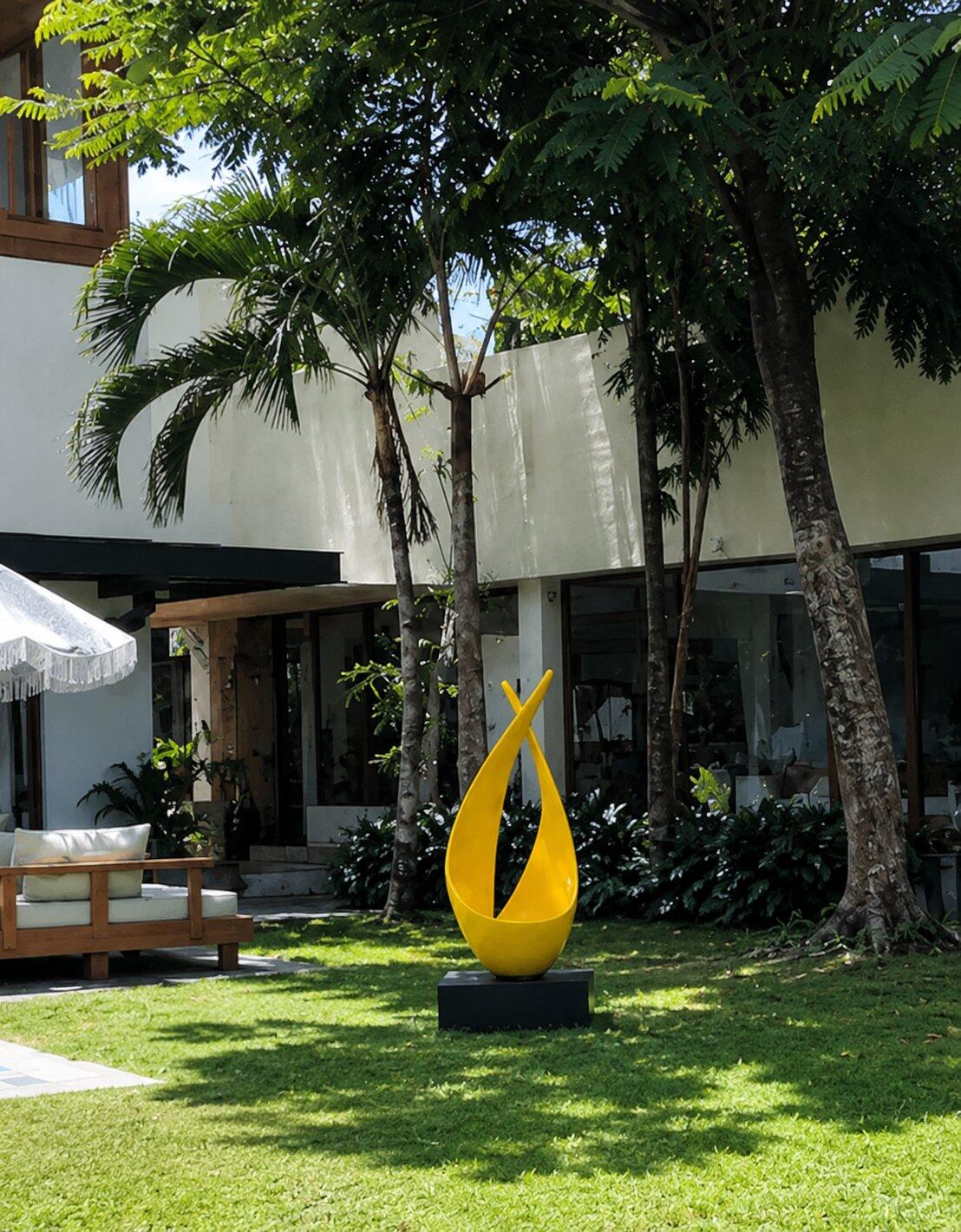 PREMIER Yellow Abstract Sculpture Modern Outdoor Art for Gardens PSSS-071