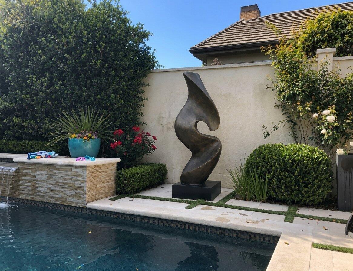 PREMIER Bronze Abstract Sculpture Fluid Modern Art for Gardens, Hotels, and Architectural Spaces PSB-089